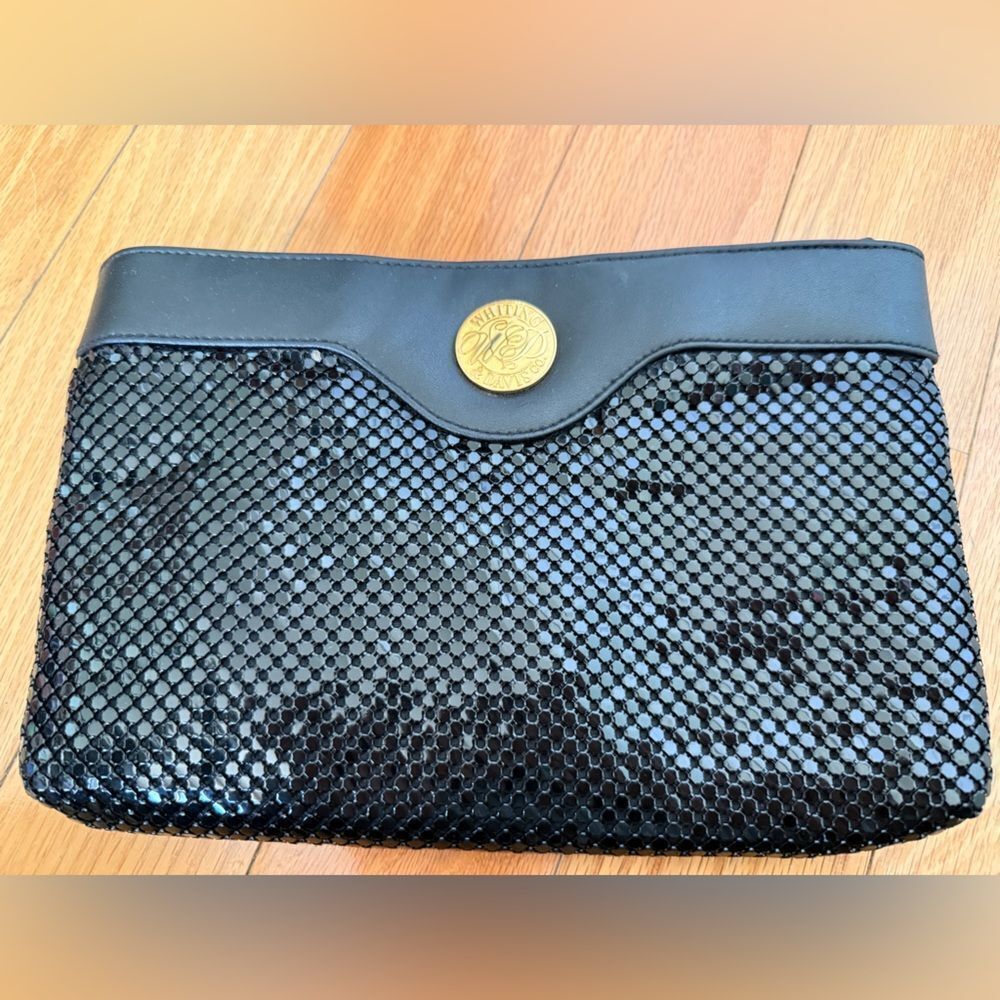 90s/ Y2K Whiting and Davis International Black Mesh & Gold Studio 54 Handbag